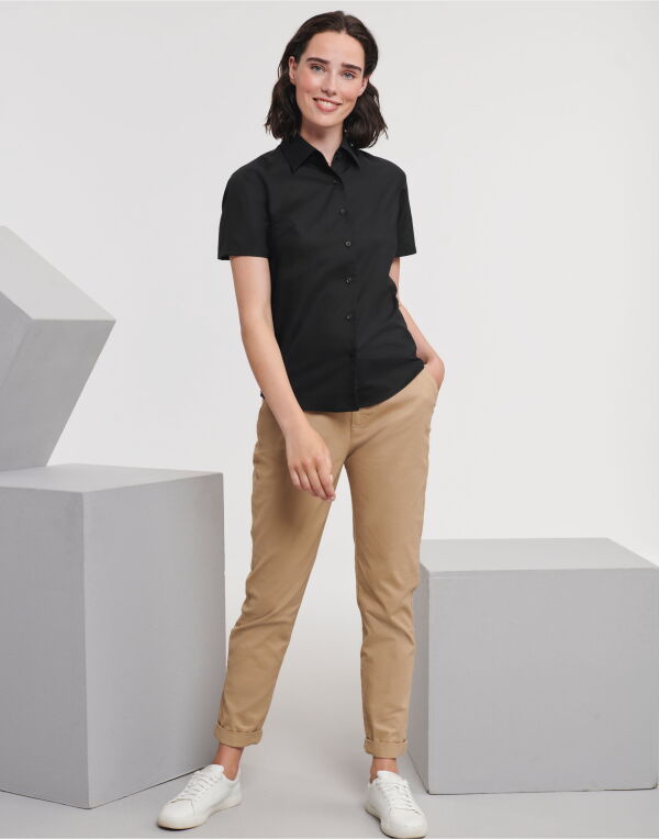 933F Russell Collection Ladies' S/Sleeve Oxford Shirt
