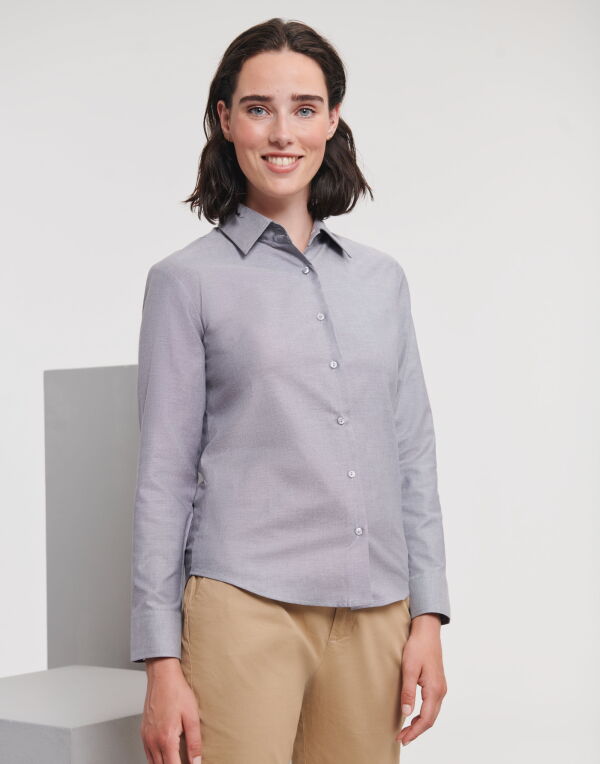 932F Russell Collection Ladies' L/Sleeve Oxford Shirt