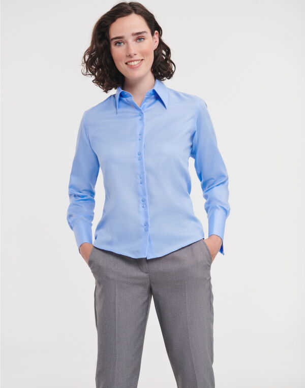 956F Russell Collection Ladies' L/Sleeve Non-Iron Shirt