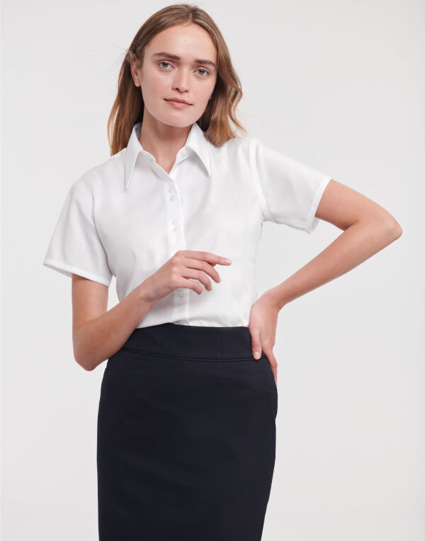 957F Russell Collection Ladies' S/Sleeve Tailored Non-Iron Shirt
