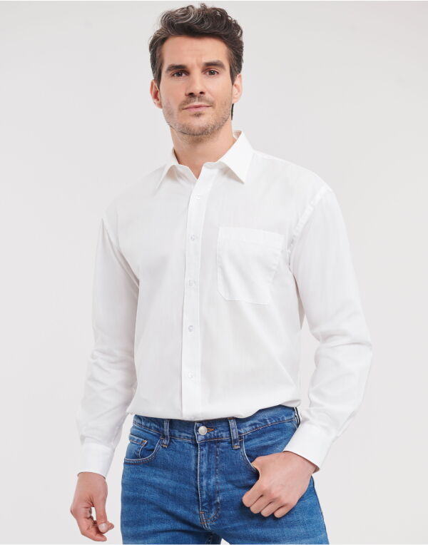 936M Russell Collection Men's L/Sleeve Poplin Shirt