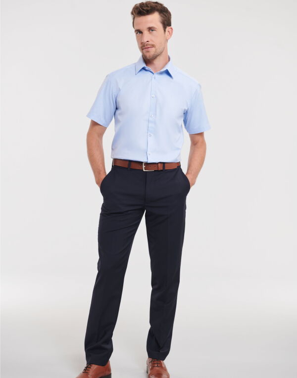 963M Russell Collection Men's S/Sleeve Herringbone Shirt