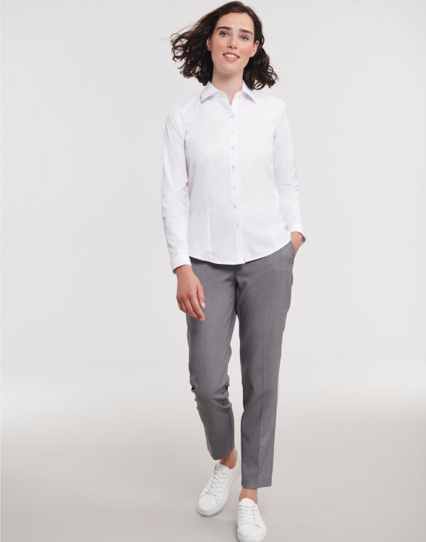 962F Russell Collection Ladies' L/Sleeve Herringbone Shirt