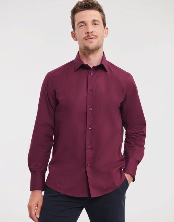 946M Russell Collection Men's L/Sleeve Fitted Stretch Shirt