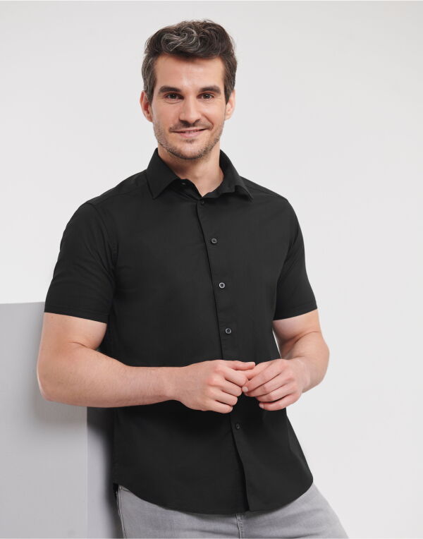 947M Russell Collection Men's S/Sleeve Fitted Stretch Shirt