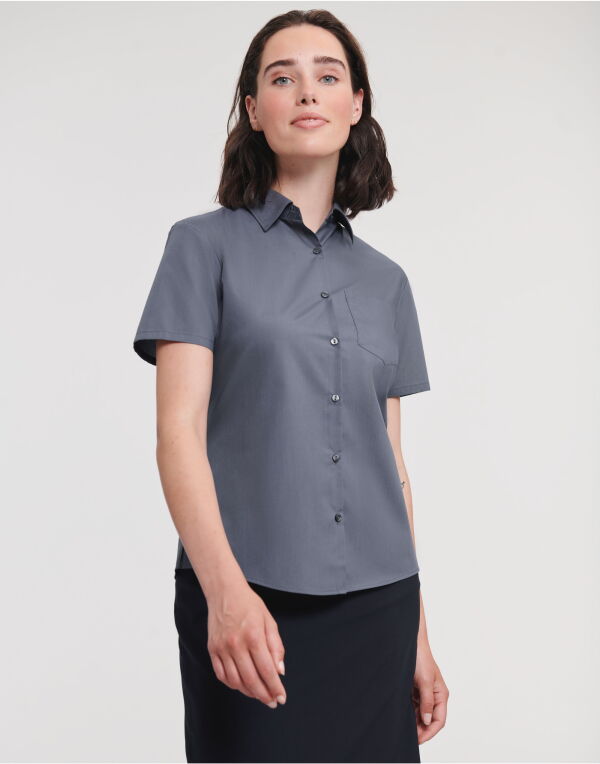 935F Russell Collection Ladies' S/Sleeve Polycotton Shirt