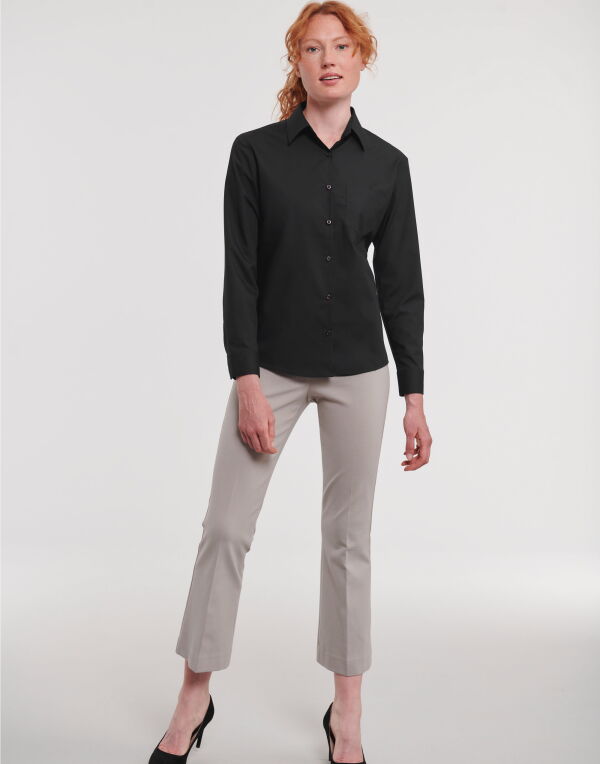 934F Russell Collection Ladies' L/Sleeve Polycotton Shirt