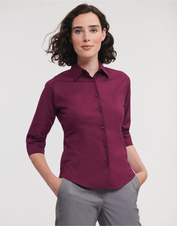 946F Russell Collection Ladies' 3/4 Sleeve Fitted Stretch Shirt