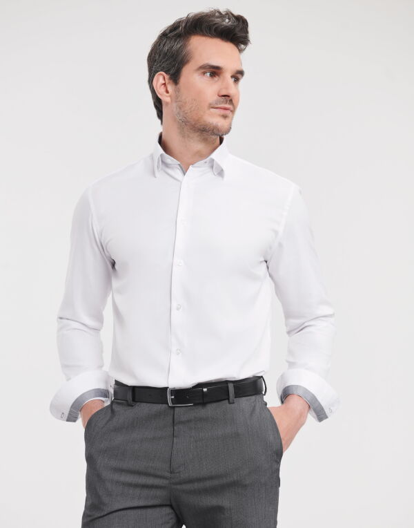 R964MC Russell Collection Men's L/S Herringbone Shirt