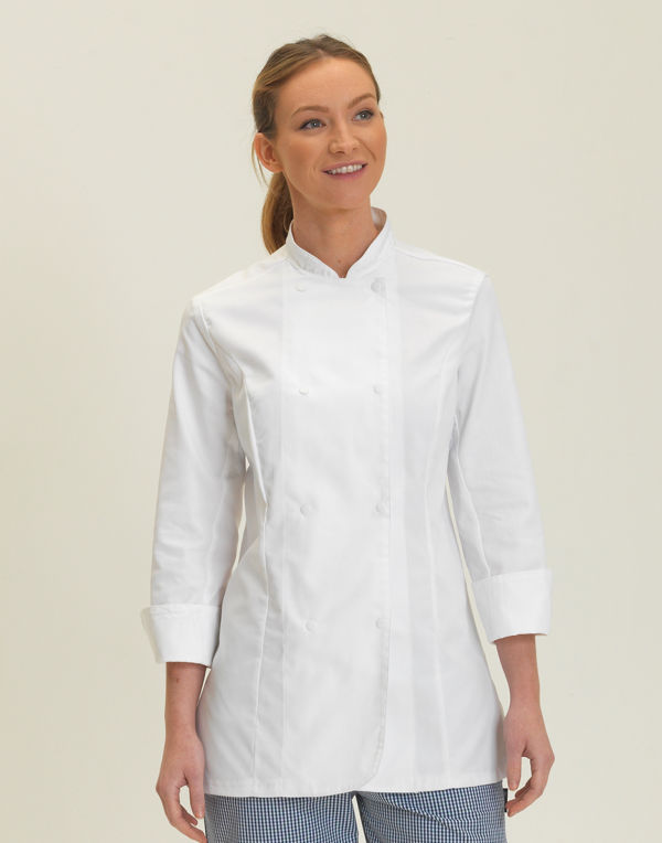 DD33L Dennys Ladies' Long Sleeve Fitted Chef's Jacket